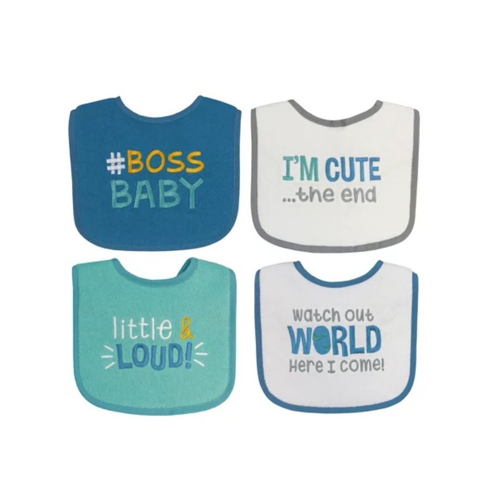 Parents Choice 4 Pk. Boy Attitude Bib Set